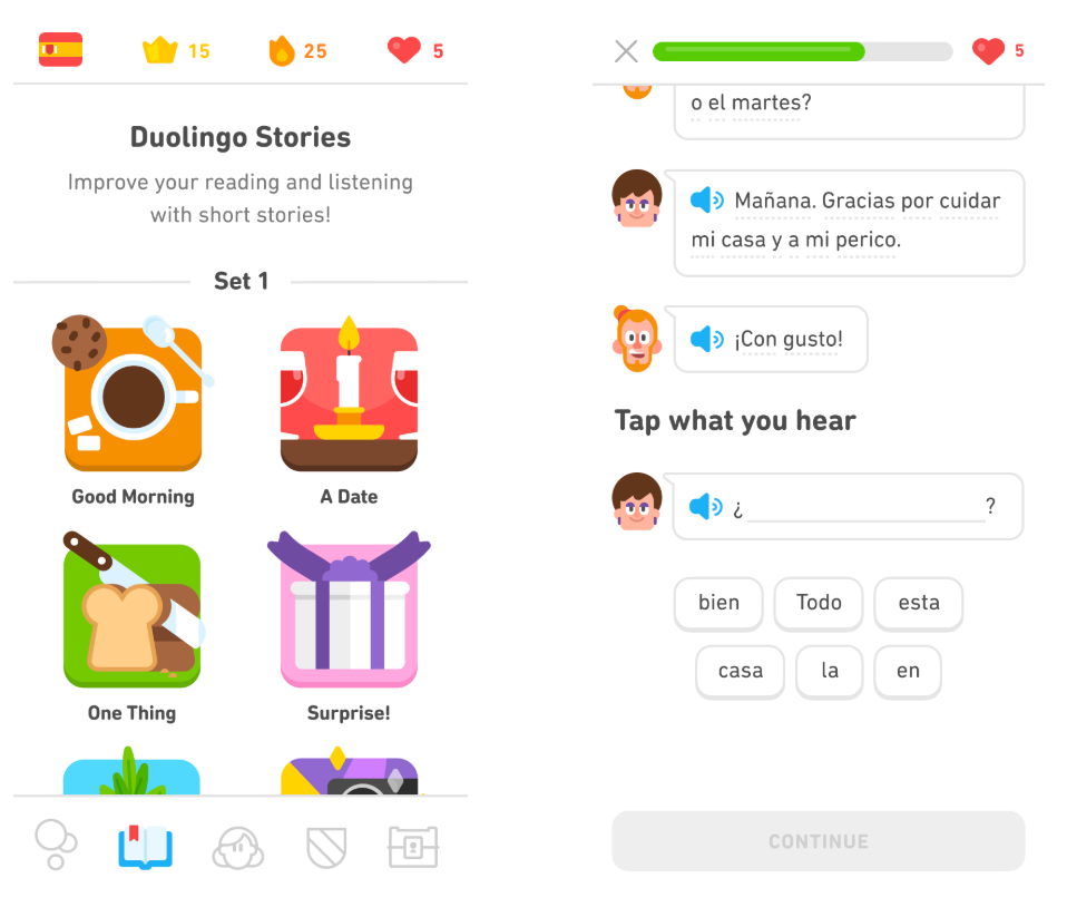 Duolingo Stories feature