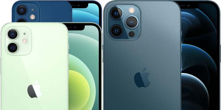 The iPhone 12 mini, iPhone 12, and iPhone 12 Pro Max.