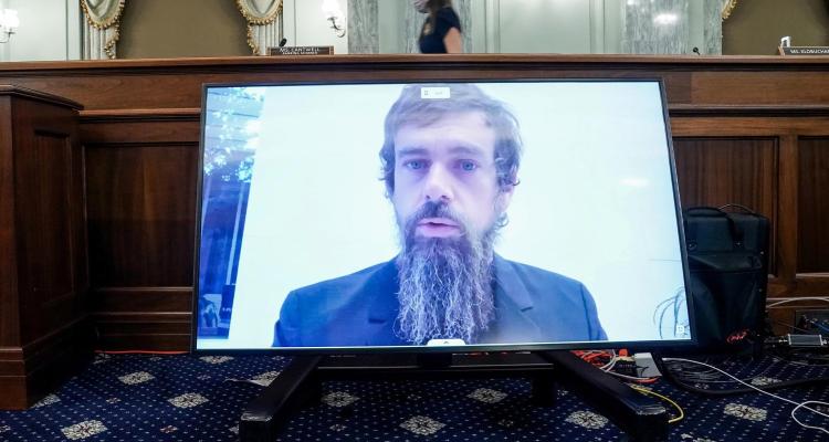CEO of Twitter Jack Dorsey gives his opening statement remotely during the Senate Commerce, Science, and Transportation Committee hearing 'Does Section 230's Sweeping Immunity Enable Big Tech Bad Behavior?', on Capitol Hill in Washington, DC, U.S., October 28, 2020.