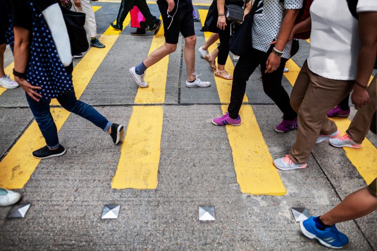 Pedestrians crossing intersection