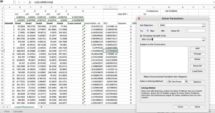 Excel Solver tool fine-tunes parameters