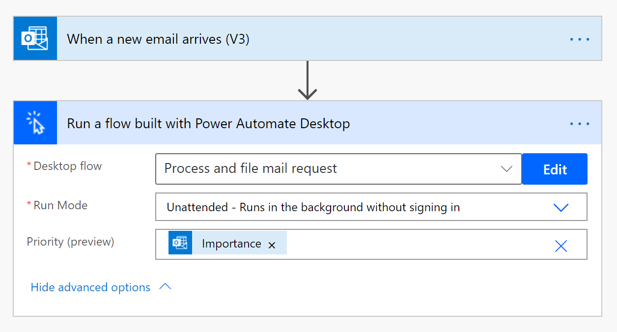 Power Automate Desktop important email priority