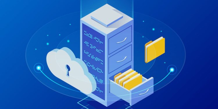 Image of database with open stores stored in the cloud.