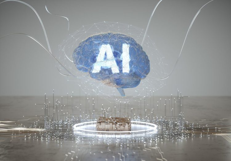Digital Human Brain Covered with Networks, AI, artificial intelligence