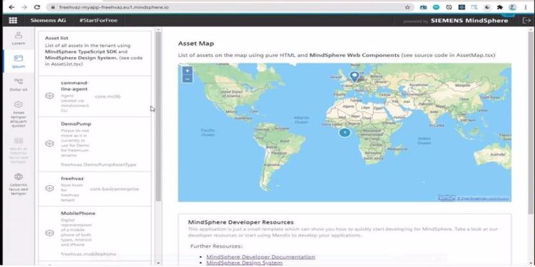 Screengrab from the Siemens MindSphere platform