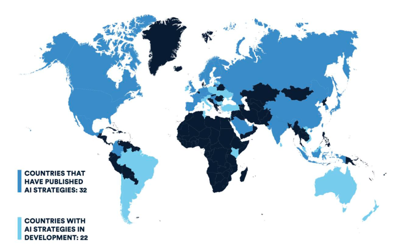 A global map of AI national policy initiatives