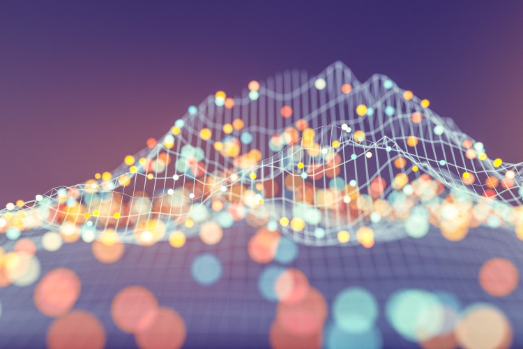 Abstract data representation shows points of exploration on gradients.
