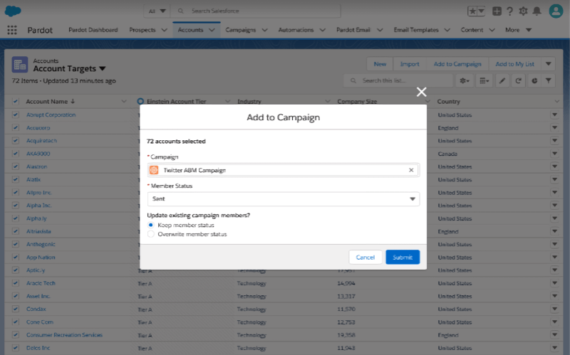Salesforce Einstein Account as Campaign Members