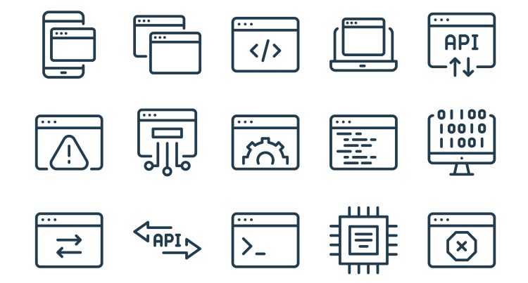 Hosting and software settings icon set