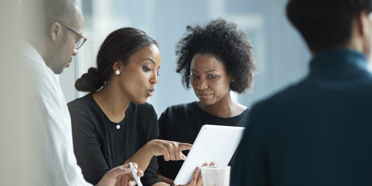 Business people working in high-end modern office