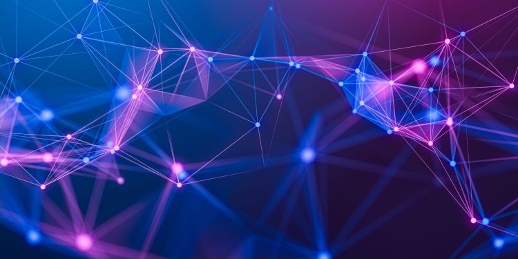 illustration Geometric abstract background with connected line and dots,Futuristic digital background for Business Science and technology