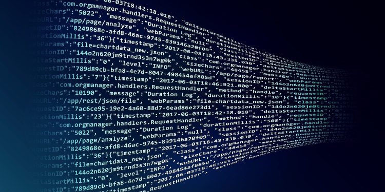 Lines of code in a wave pattern.