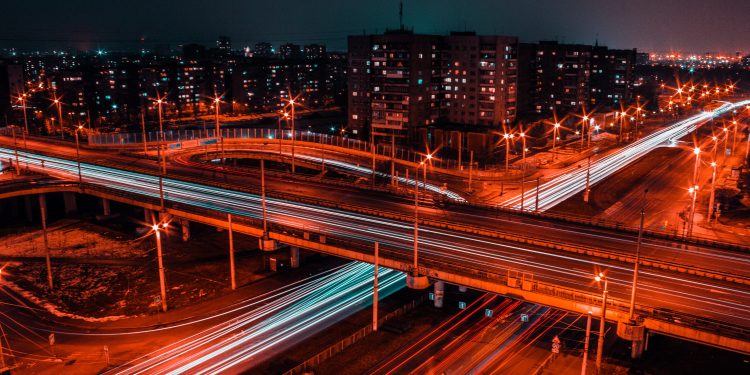 Traffic lights at night