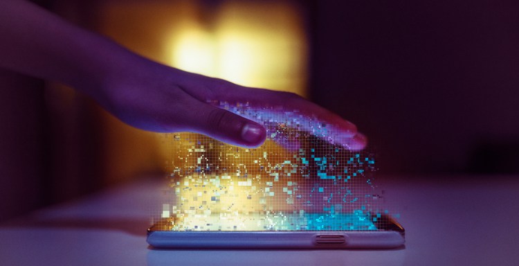 Content creation: Hand communicating with cell phone.