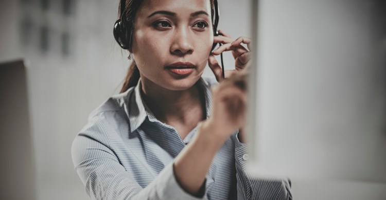 Female operator  with headset