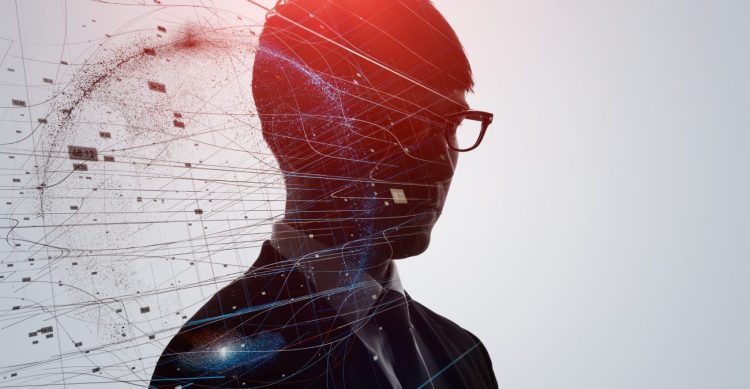 AI (Artificial Intelligence) concept. Deep learning. Mindfulness. Psychology.