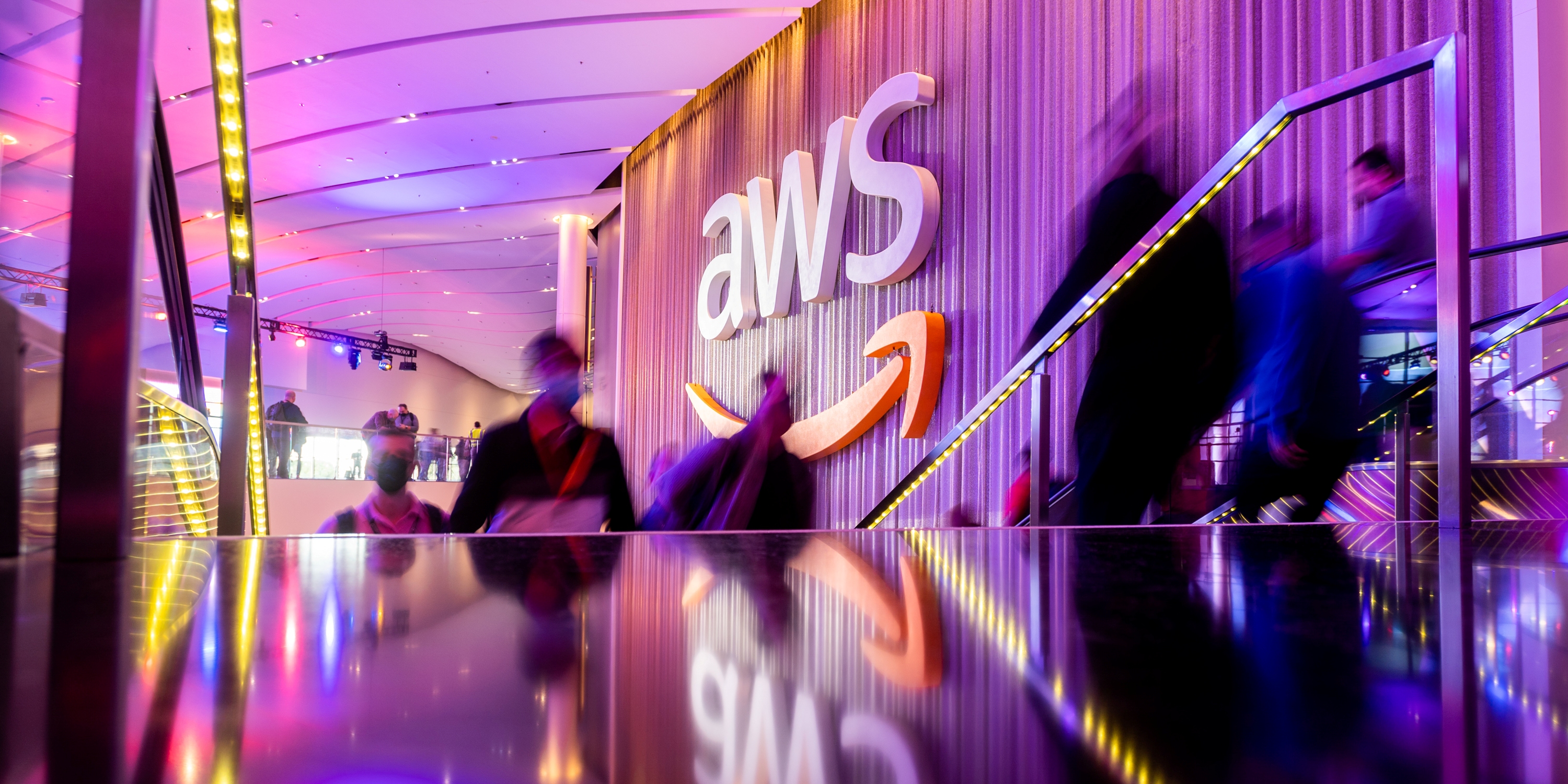 LAS VEGAS, NEVADA - NOVEMBER 30: Attendees arrive during AWS re:Invent 2021,