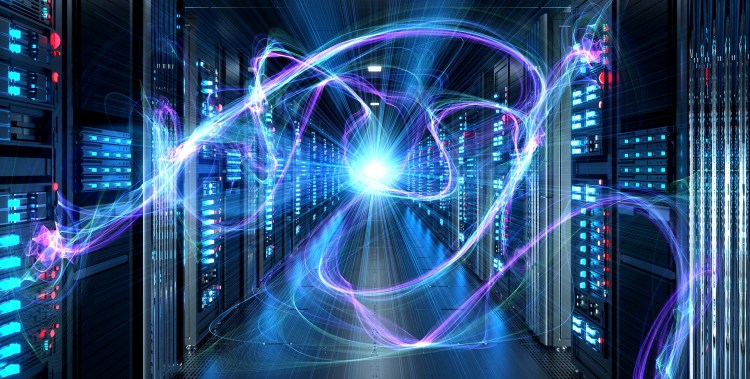 Server room, computer illustration.