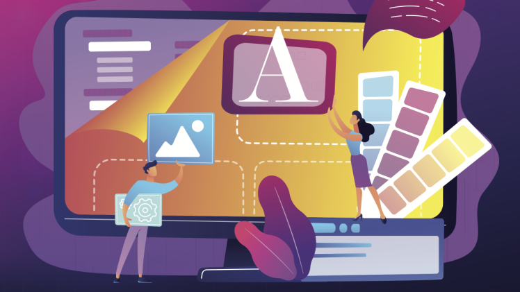 Image of various team members working together on a project using low-code/no-code tools.