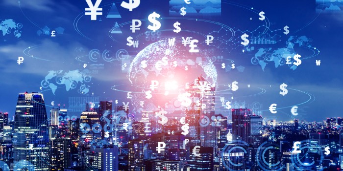 fintech Financial metaverse and industry concept image.