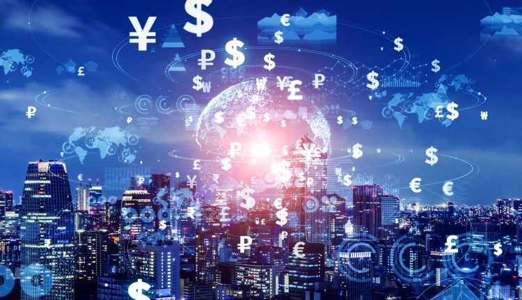 fintech Financial metaverse and industry concept image.
