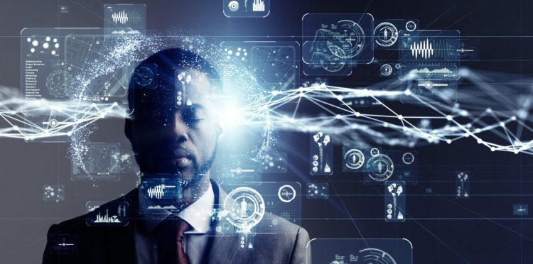 Business person in data/AI concept