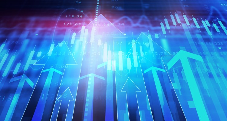 Abstract digital analysis arrows, charts and diagrams.
