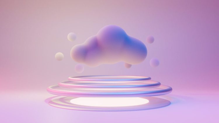 3d rendered cloud computing technology and innovation conceptual in pastel color