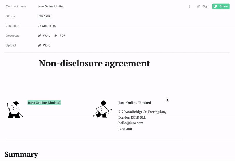 Juro: E-signature