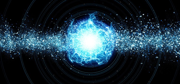 Particle of stars. Atomized network concept.