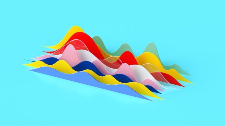 Abstract image of sound waves, reminiscent of speech recognition or voice tech