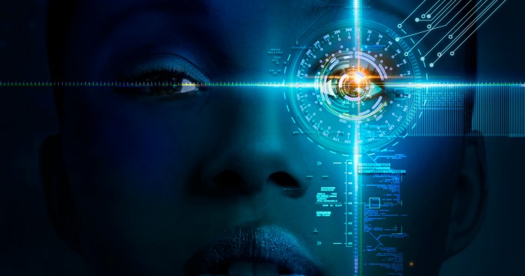 Virtual scan of the iris with futuristic graphics