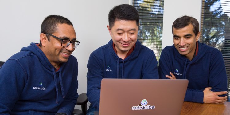 Subskribe founders: CEO Durga P. Pandey (left), Yibin Guo and Prakash Raina