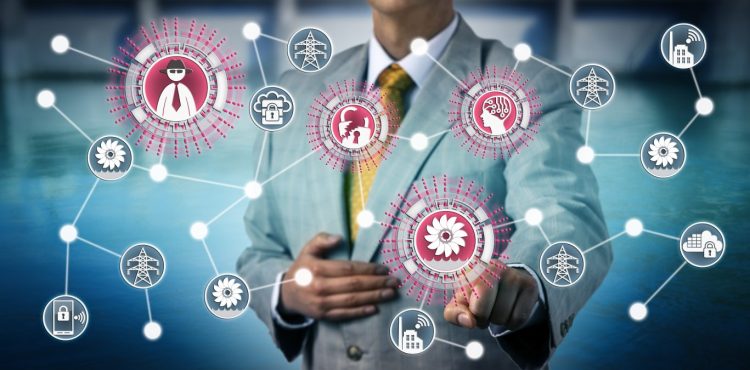 Investigator detecting a cyber attack on a hydroelectric power plant. Energy industry and technology concept for cybercrime, hacking into critical infrastructure assets, incident investigation.
