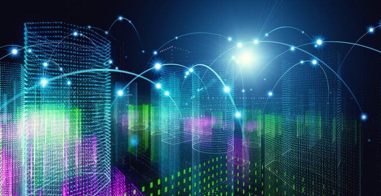Smart city concept. Communication network. 5G.