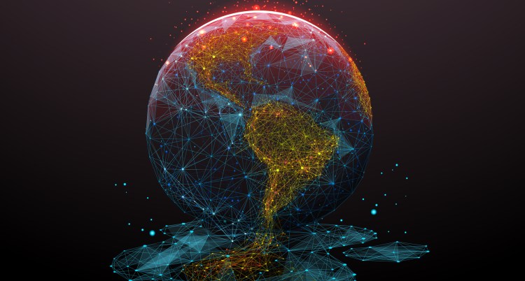 Ecological problem concept with connected dots and lines. Environmental disaster vector color wireframe mesh illustration