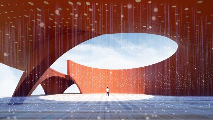 Sci-fi three-dimensional space composite image, virtual reality concept image