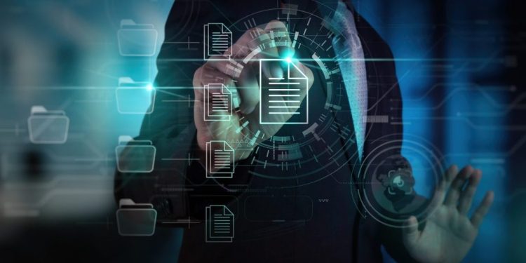 Businessperson Document Management System (DMS),Virtual online documentation database and process automation to efficiently manage files, knowledge and documentation in enterprise with RFPs concept.