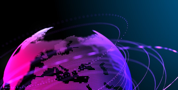 Globe particles, network Ukraine donation concept design