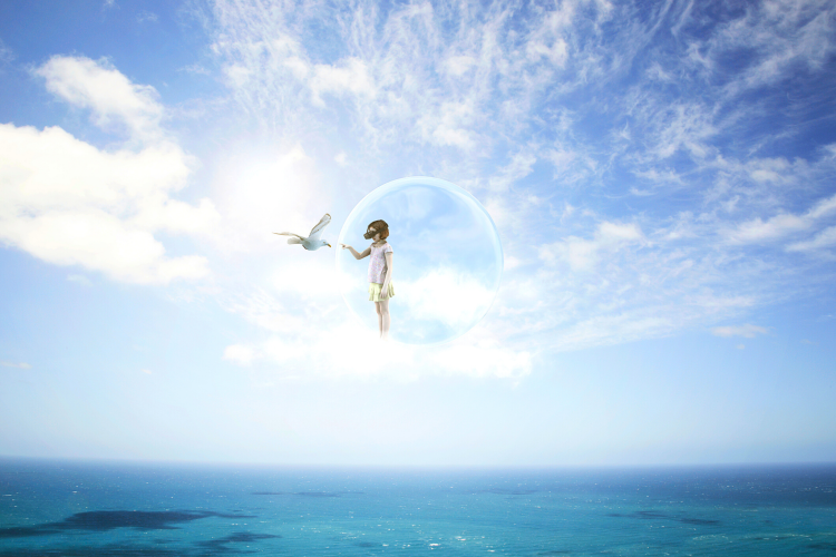 Girl having a virtual reality/metaverse experience