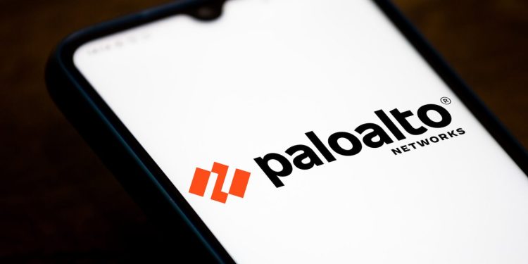 In this photo illustration the Palo Alto Networks logo seen