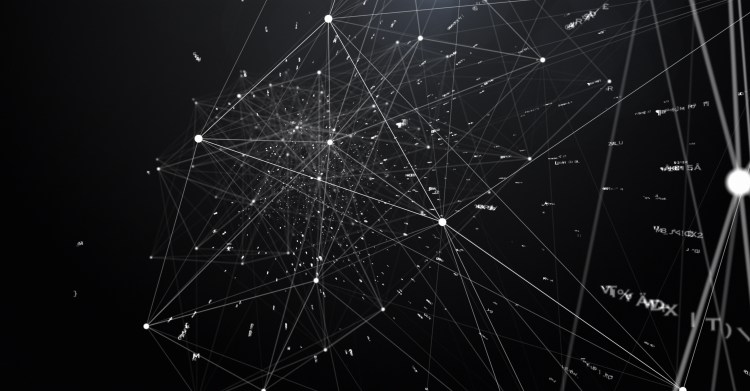 Astract connection with random characters, data sprawl concept