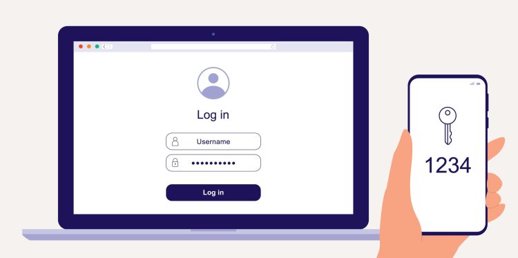 Concept illustration depicting two-factor authentication (2FA)