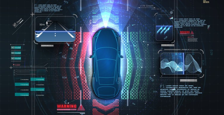 Automatic braking system avoid car crash from car accident. Concept for driver assistance systems.