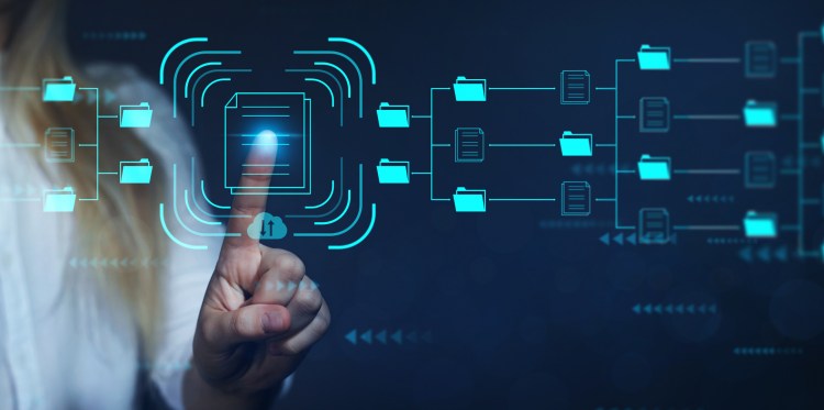 Document management system or DMS. Automation software to archiving and efficiently manage  and information files. Knowledge and documentation corporate. Internet Technology Concept