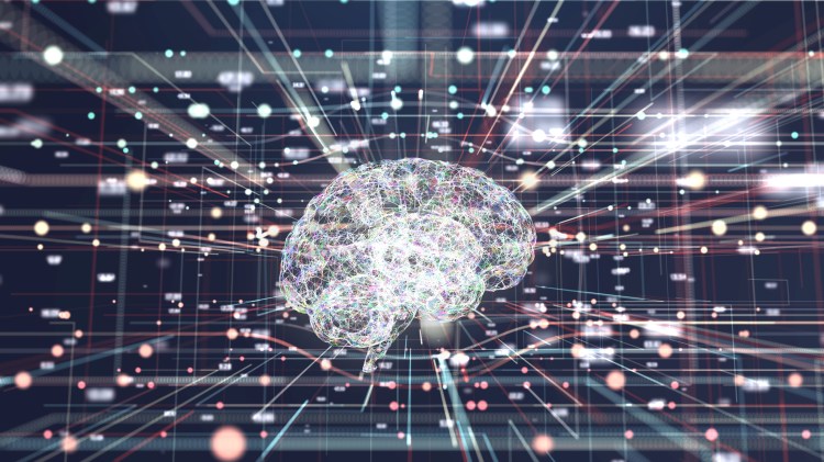4K resolution Futuristic Brain in big data connection systems.artificial intelligence Concept
