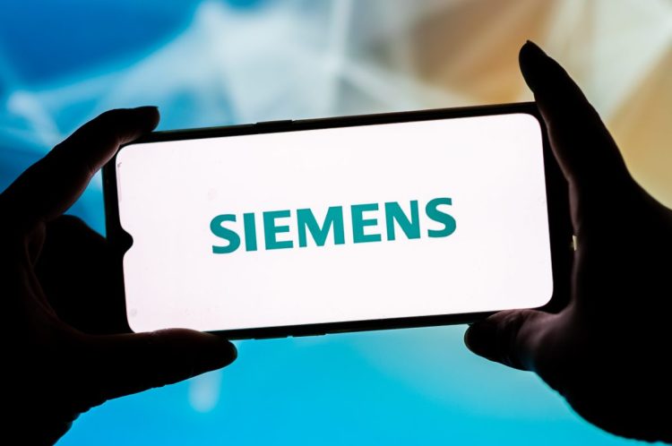 Siemens logo on screen of smartphone