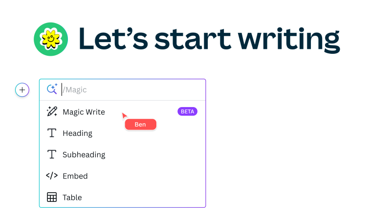 Screenshot of Canva Magic Write