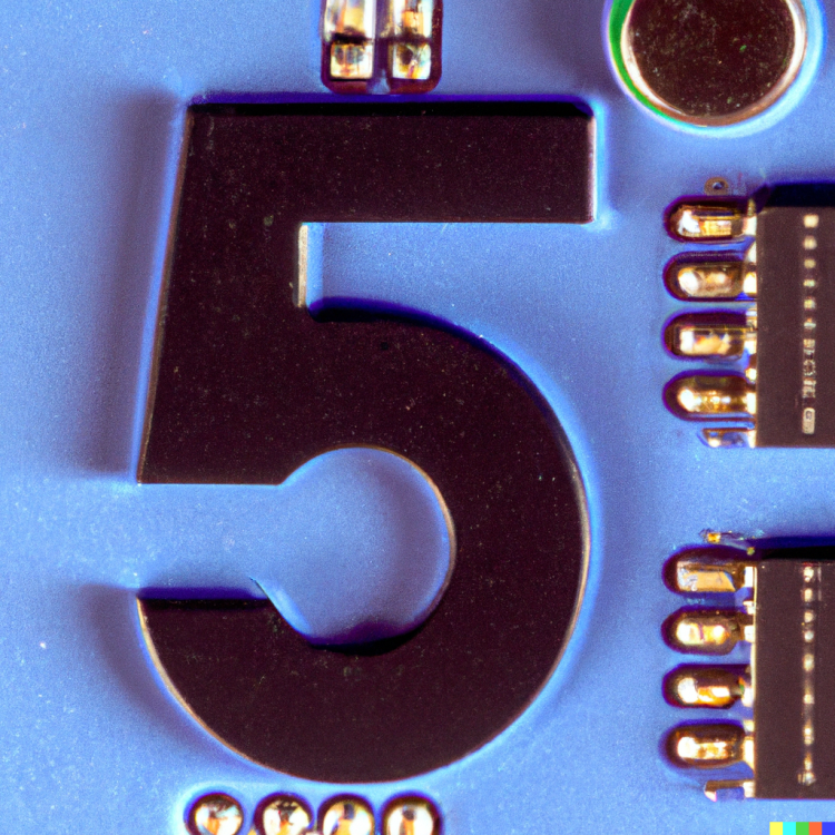the numeral five on a computer circuit board
