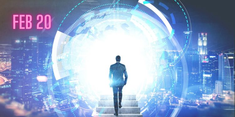Feb 20: Person in suit walking into light.